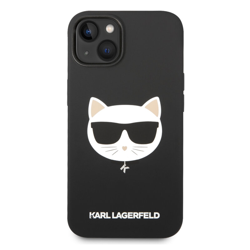 Husa Karl Lagerfeld iPhone 15 Plus Silicone MagSafe, Choupette Head, negru, KLHMP14MSLCHBK