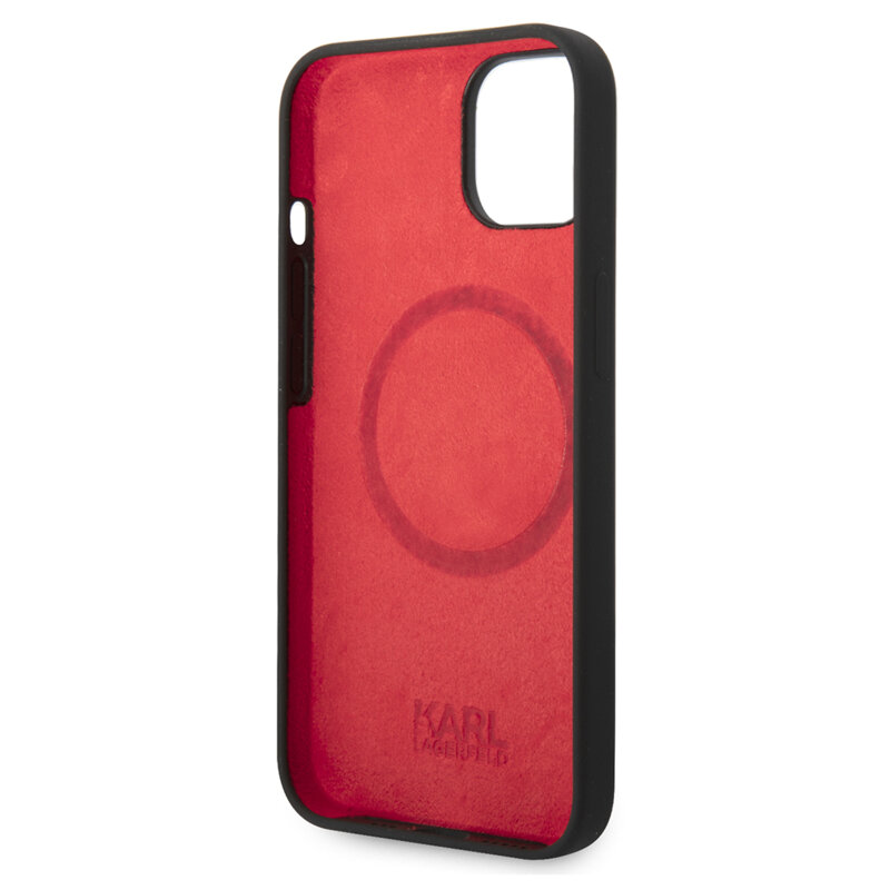 Husa Karl Lagerfeld iPhone 15 Plus Silicone MagSafe, Choupette Head, negru, KLHMP14MSLCHBK