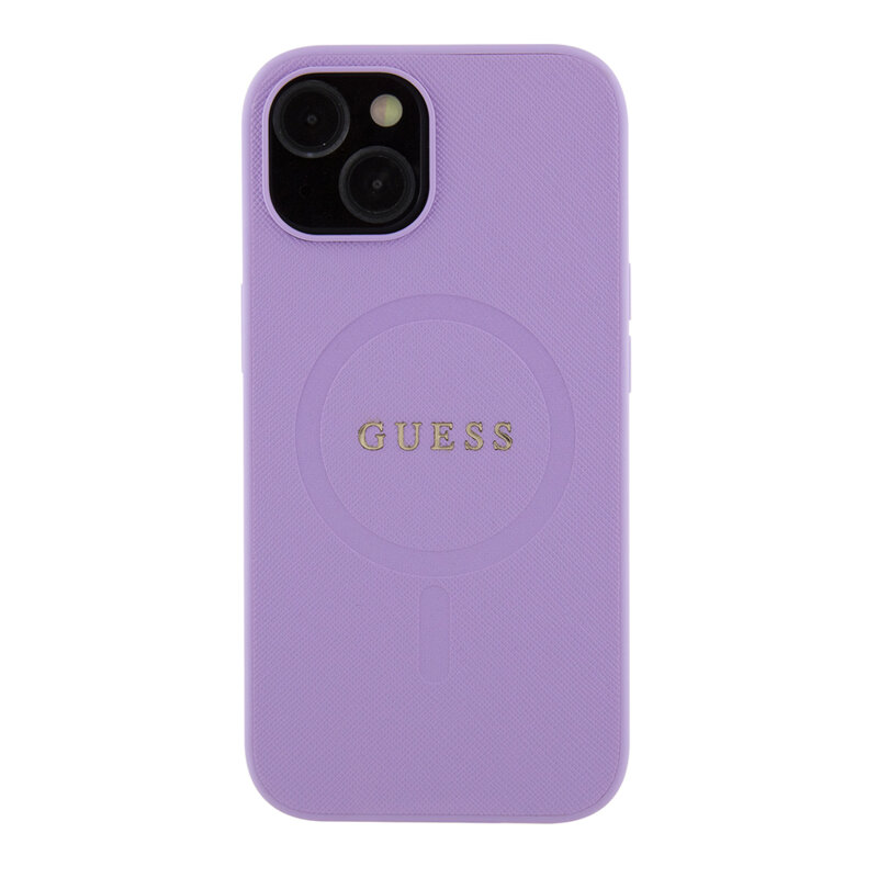Husa Guess Saffiano MagSafe iPhone 15, mov, GUHMP15SPSAHMCU