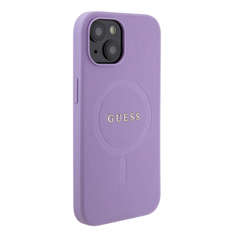 Husa Guess Saffiano MagSafe iPhone 15, mov, GUHMP15SPSAHMCU