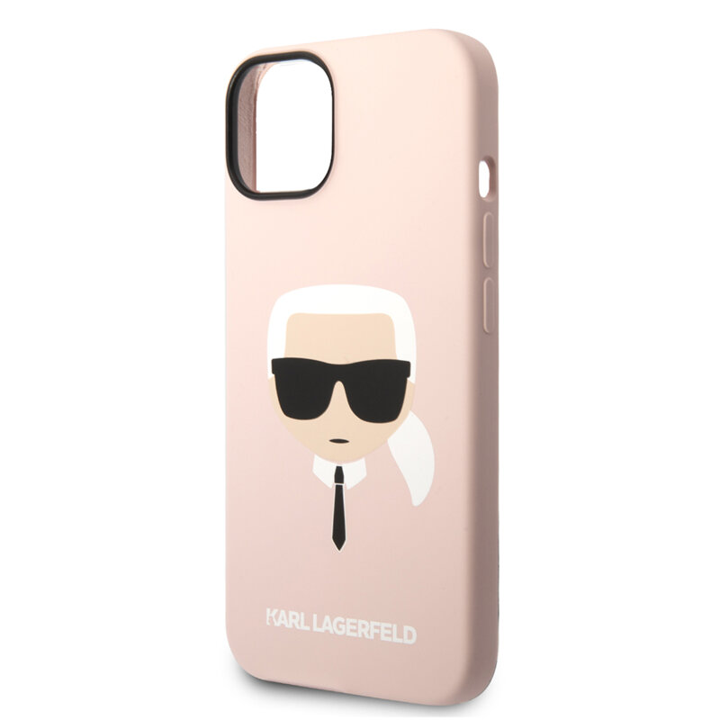 Husa Karl Lagerfeld iPhone 14 Plus Silicone MagSafe, Karl`s Head, roz deschis, KLHMP14MSLKHLP