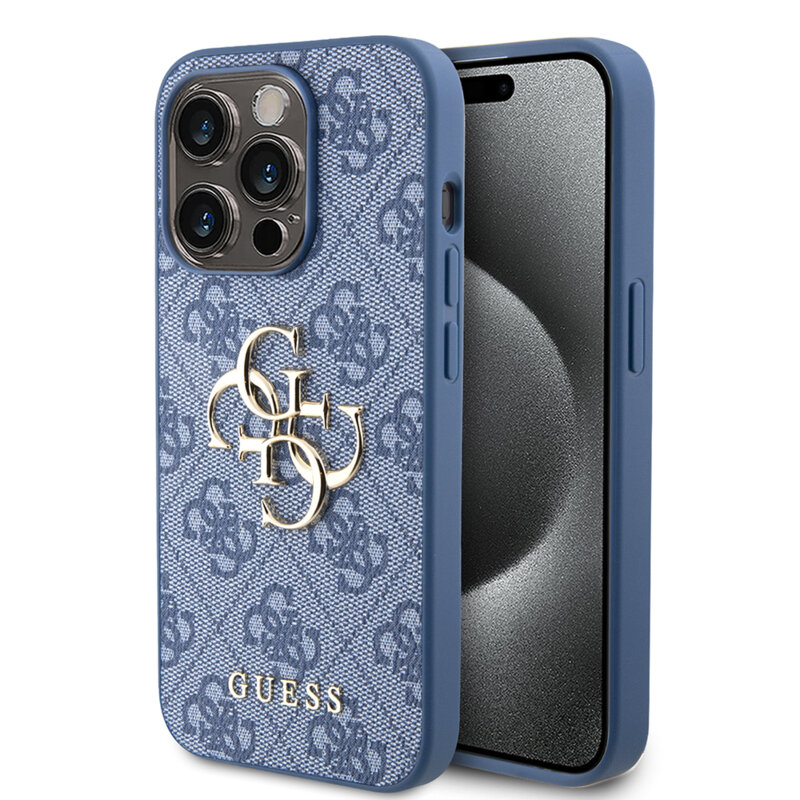 Husa originala Guess iPhone 15 Pro Hardcase 4G Big Metal Logo, albastru, GUHCP15L4GMGBL