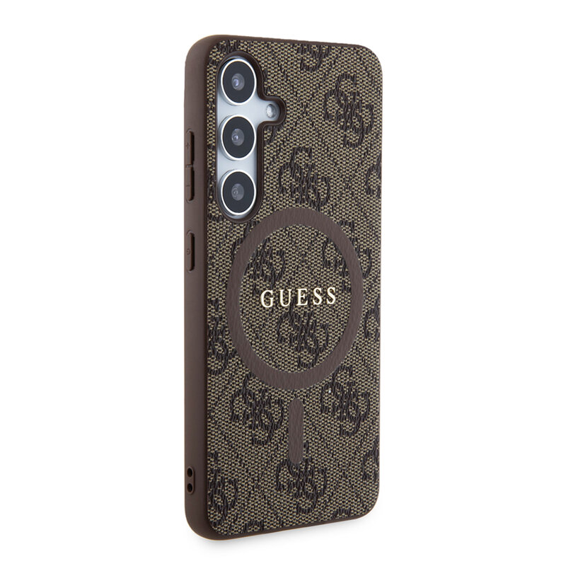 Husa Guess Samsung Galaxy S24 4G Collection Leather MagSafe, maro, GUHMS24SG4GFRW