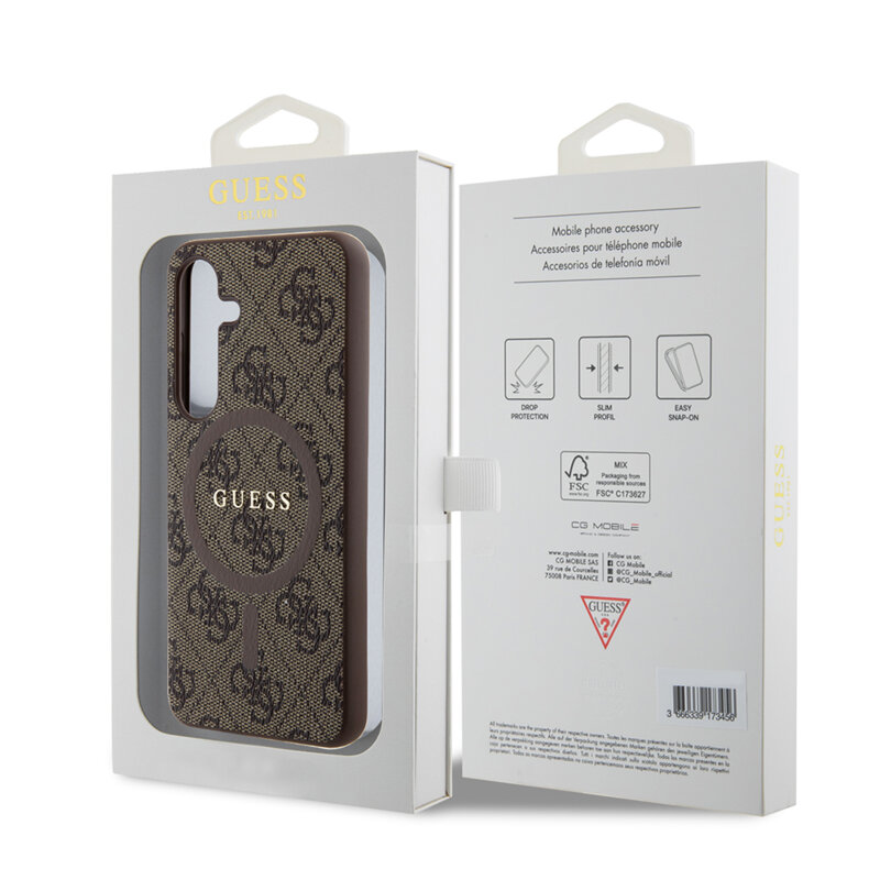 Husa Guess Samsung Galaxy S24 4G Collection Leather MagSafe, maro, GUHMS24SG4GFRW