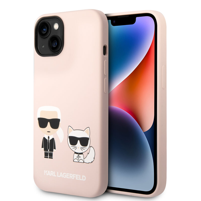 Husa Karl Lagerfeld iPhone 14 Plus Silicone MagSafe, Karl&Choupette, roz deschis, KLHMP14MSSKCI