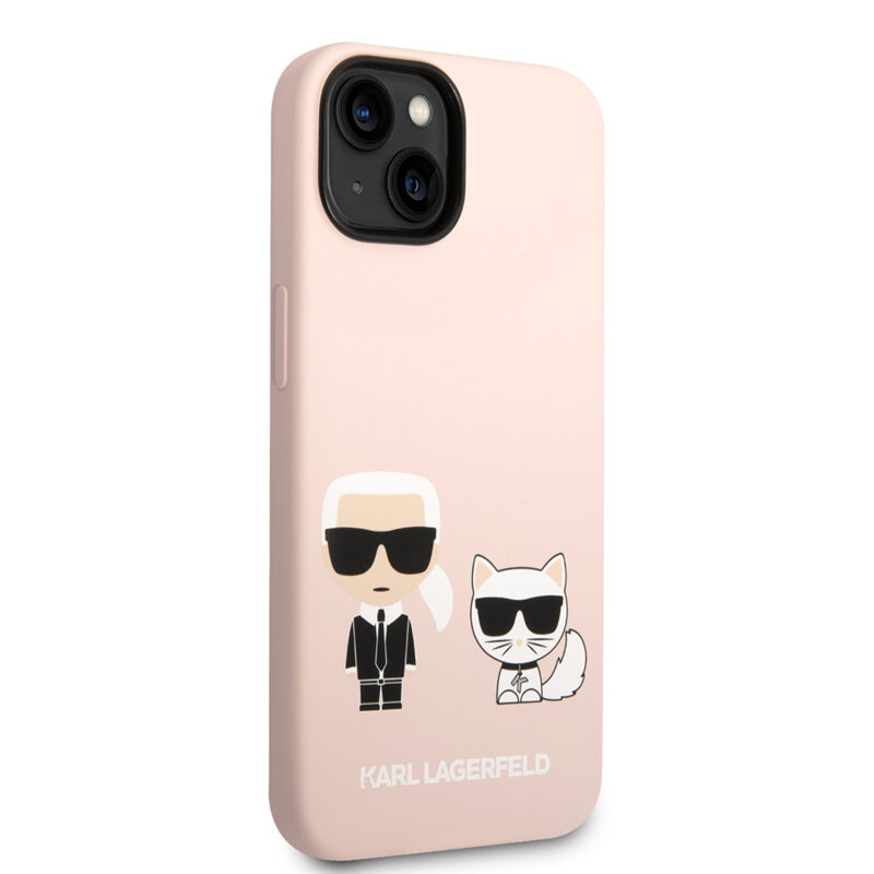 Husa Karl Lagerfeld iPhone 14 Plus Silicone MagSafe, Karl&Choupette, roz deschis, KLHMP14MSSKCI