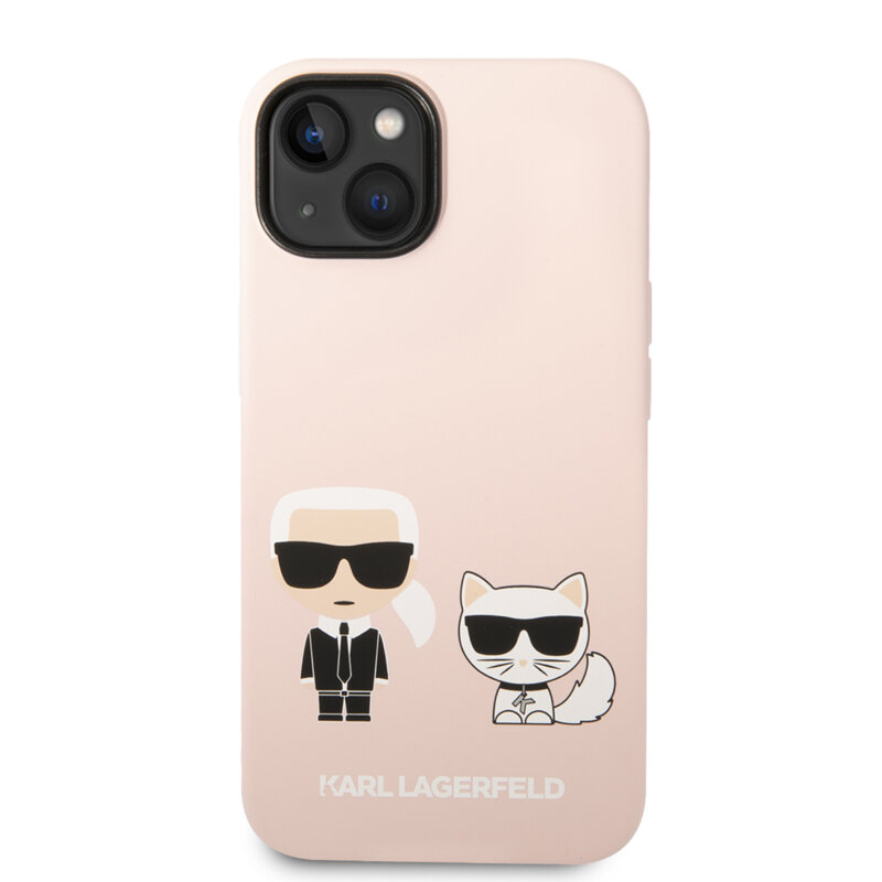 Husa Karl Lagerfeld iPhone 14 Plus Silicone MagSafe, Karl&Choupette, roz deschis, KLHMP14MSSKCI