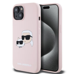 Husa Karl Lagerfeld iPhone 15 Silicone MagSafe, Karl&Choupette, roz, KLHMP15SSKCHPPLP