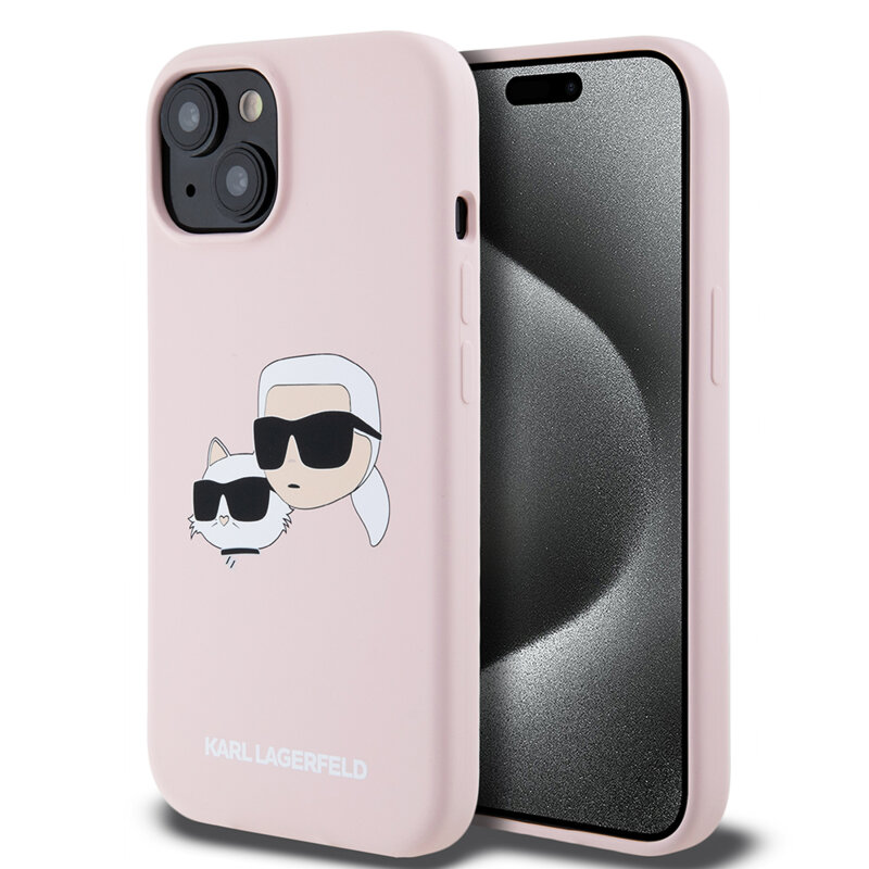 Husa Karl Lagerfeld iPhone 15 Silicone MagSafe, Karl&Choupette, roz, KLHMP15SSKCHPPLP