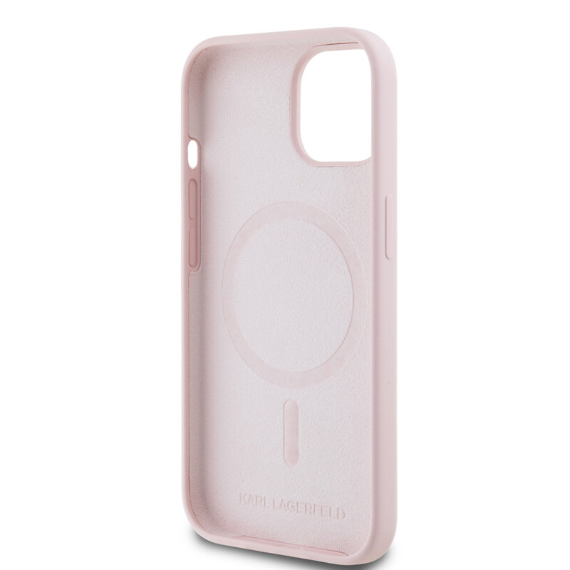 Husa Karl Lagerfeld iPhone 15 Silicone MagSafe, Karl&Choupette, roz, KLHMP15SSKCHPPLP
