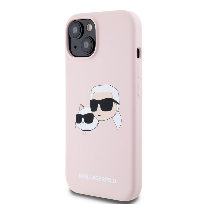 Husa Karl Lagerfeld iPhone 15 Silicone MagSafe, Karl&Choupette, roz, KLHMP15SSKCHPPLP
