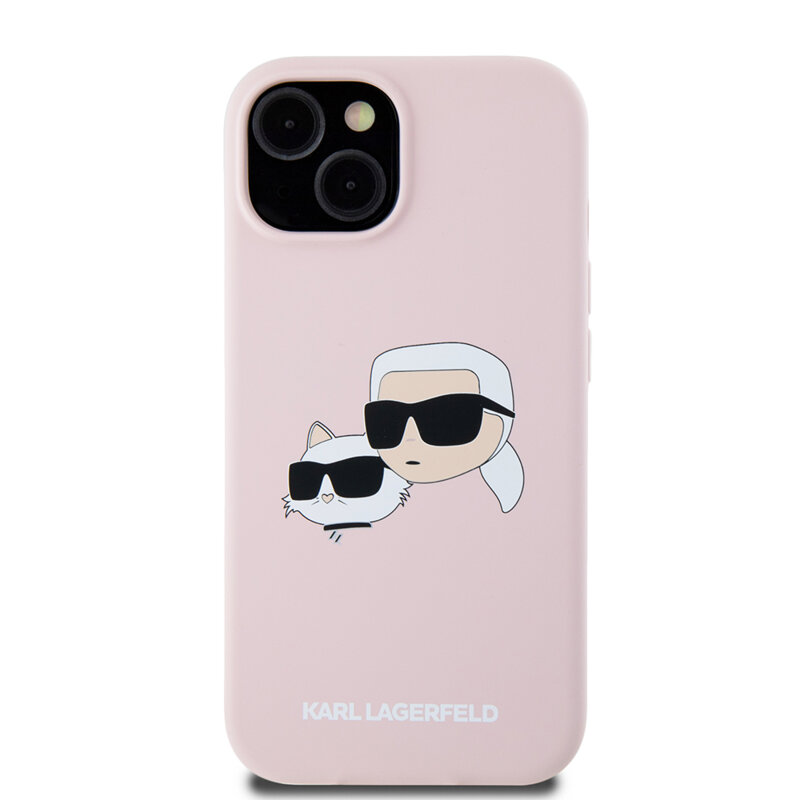 Husa Karl Lagerfeld iPhone 15 Silicone MagSafe, Karl&Choupette, roz, KLHMP15SSKCHPPLP