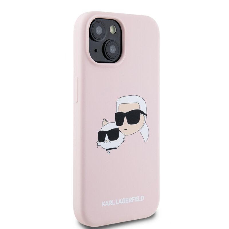 Husa Karl Lagerfeld iPhone 15 Silicone MagSafe, Karl&Choupette, roz, KLHMP15SSKCHPPLP