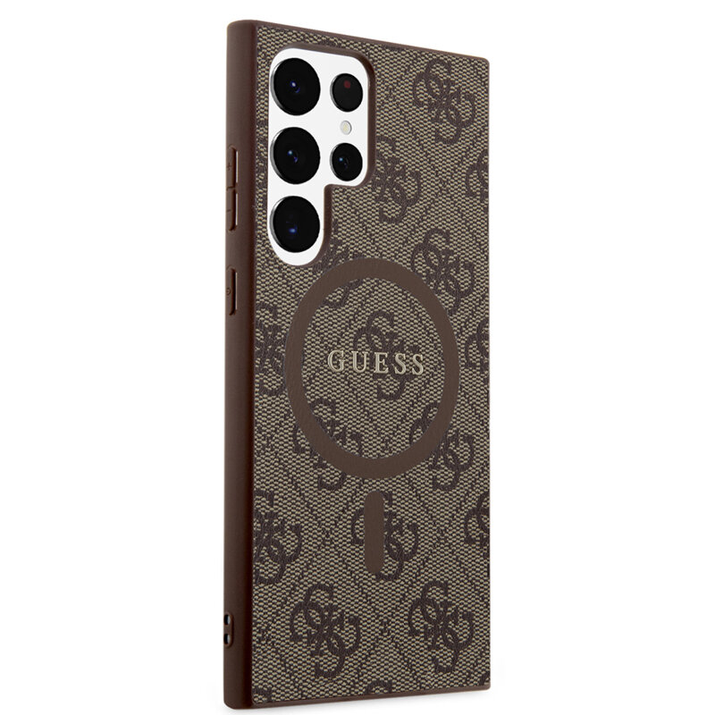 Husa Guess Samsung Galaxy S24 Ultra 4G Collection Leather MagSafe, maro, GUHMS24LG4GFRW