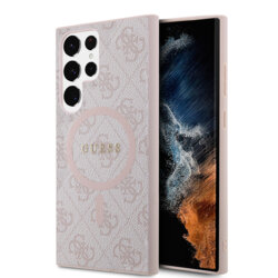 Husa Guess Samsung Galaxy S24 Ultra 4G Collection Leather MagSafe, roz, GUHMS24LG4GFRP