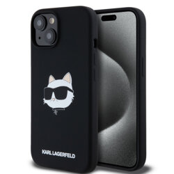 Husa Karl Lagerfeld iPhone 15 Silicone MagSafe, Choupette Head, negru, KLHMP15SSCHPPLK