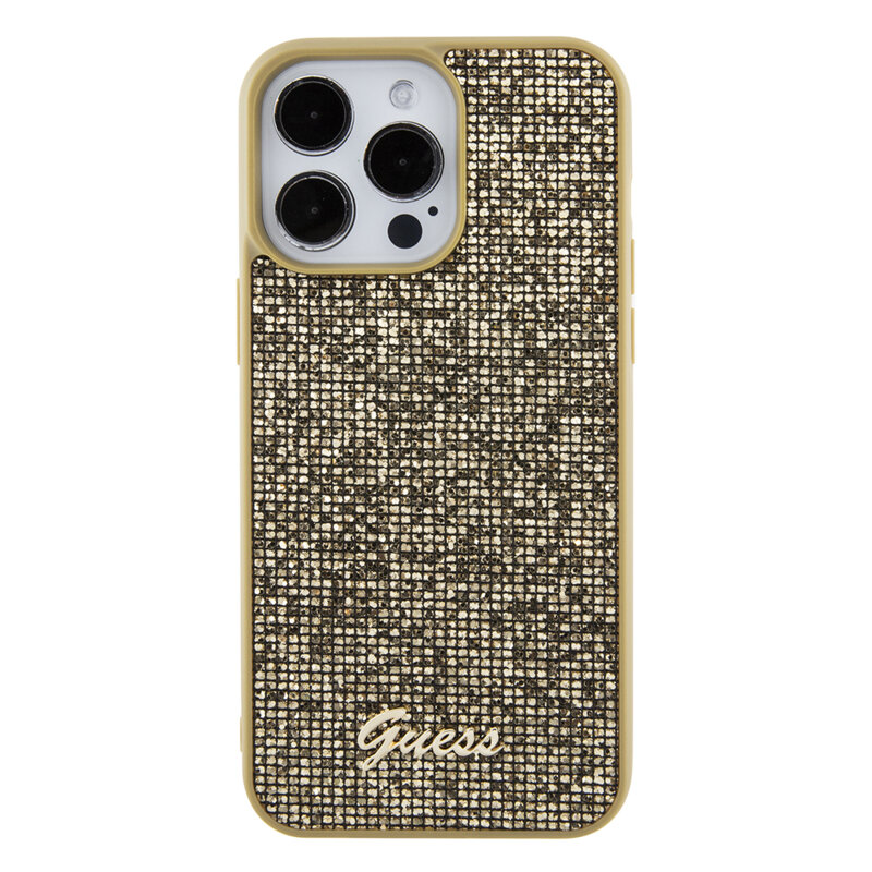 Husa originala Guess iPhone 15 Pro Max Disco Metal Script, auriu, GUHCP15XPMSDGSD