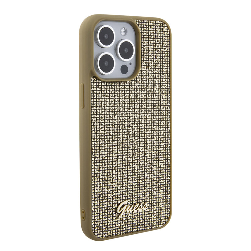 Husa originala Guess iPhone 15 Pro Max Disco Metal Script, auriu, GUHCP15XPMSDGSD