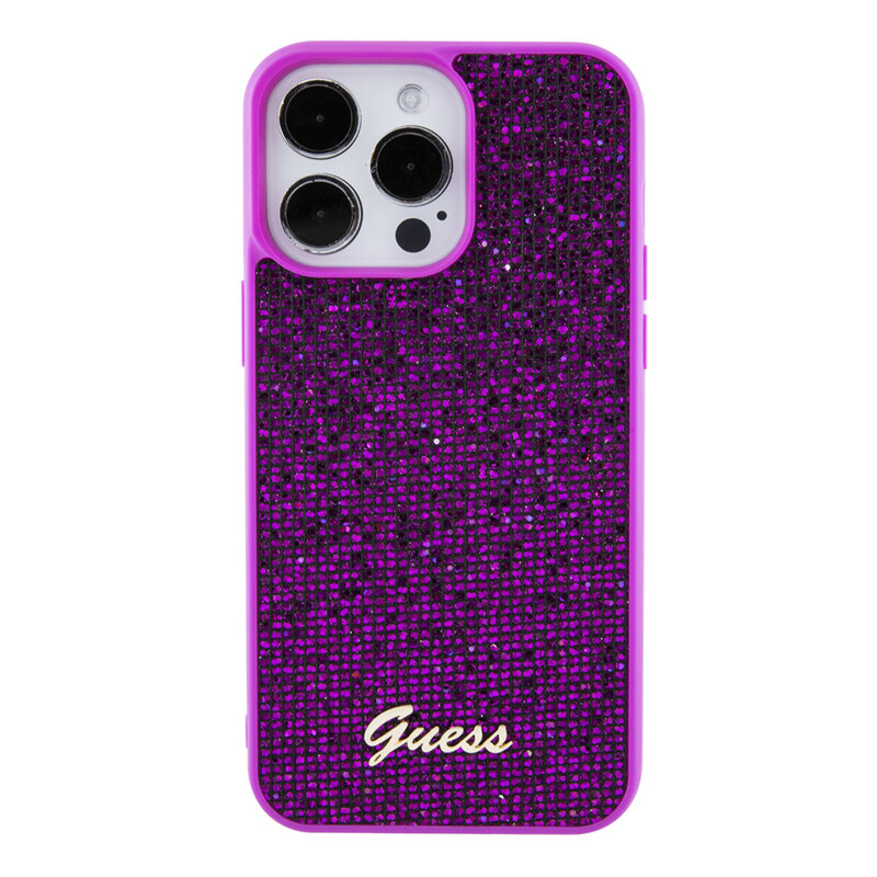 Husa originala Guess iPhone 15 Pro Max Disco Metal Script, fucsia, GUHCP15XPMSDGSF