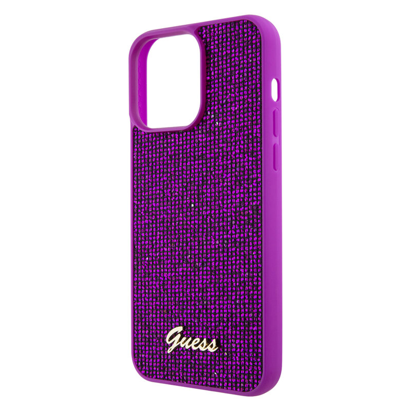 Husa originala Guess iPhone 15 Pro Max Disco Metal Script, fucsia, GUHCP15XPMSDGSF