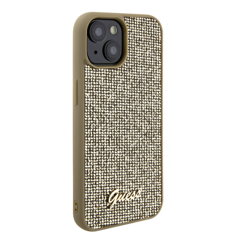 Husa originala Guess iPhone 15 Disco Metal Script, auriu, GUHCP15SPMSDGSD