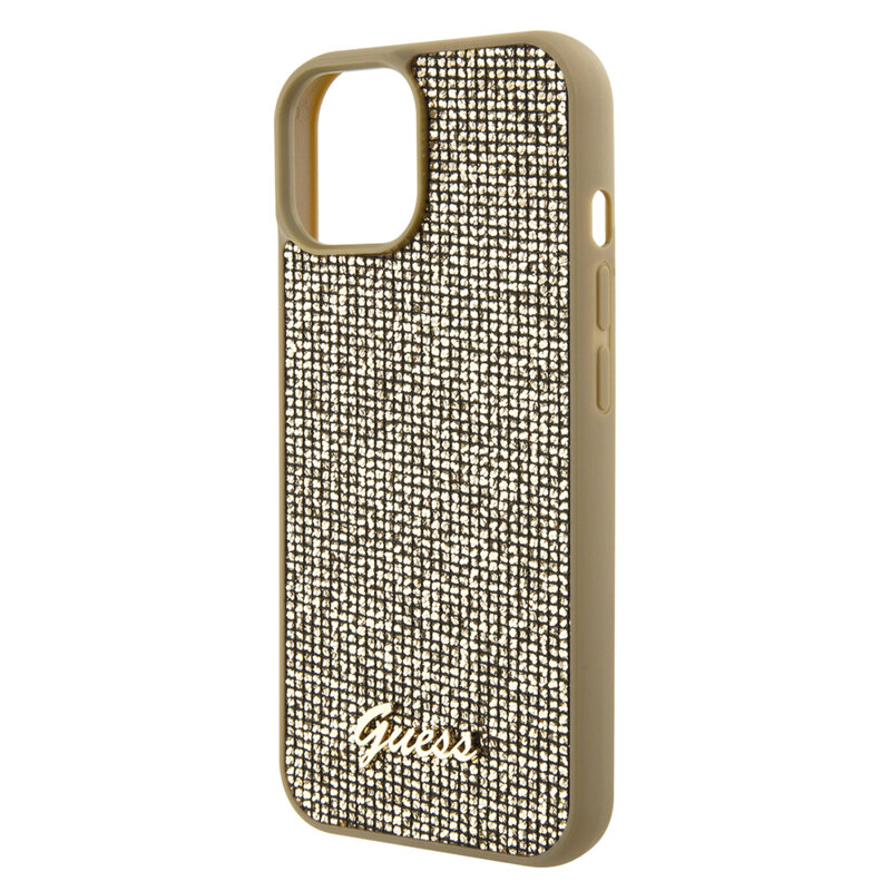 Husa originala Guess iPhone 15 Disco Metal Script, auriu, GUHCP15SPMSDGSD