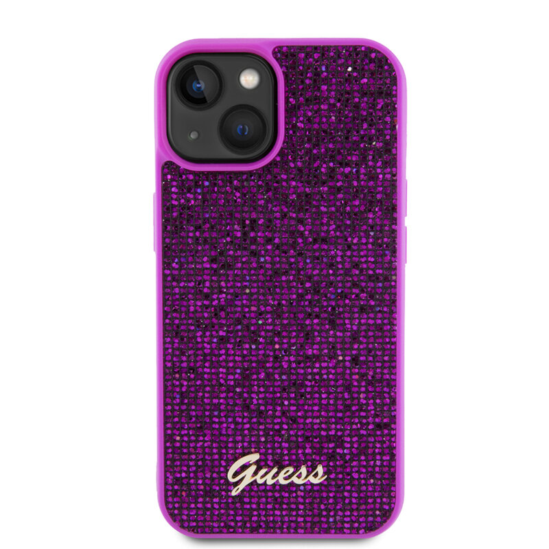 Husa originala Guess iPhone 15 Disco Metal Script, fucsia, GUHCP15SPMSDGSF