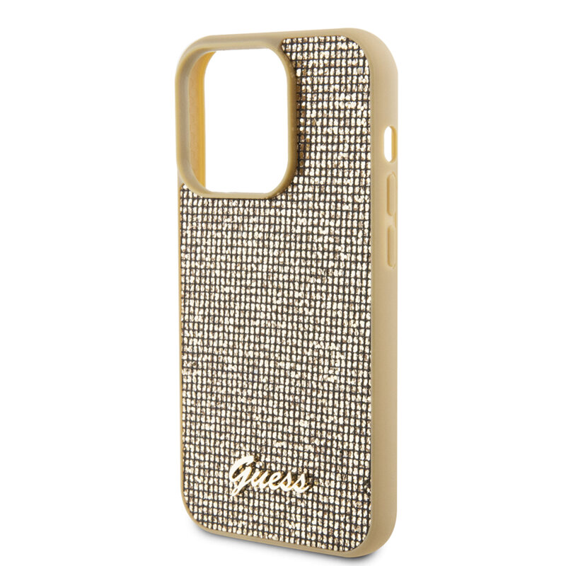Husa originala Guess iPhone 15 Pro Disco Metal Script, auriu, GUHCP15LPMSDGSD