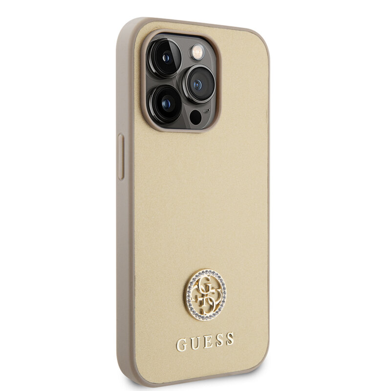 Husa originala Guess iPhone 15 Pro Max Strass Metal Logo, auriu, GUHCP15XPS4DGPD