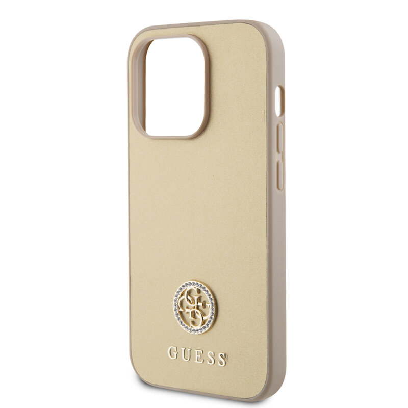 Husa originala Guess iPhone 15 Pro Max Strass Metal Logo, auriu, GUHCP15XPS4DGPD