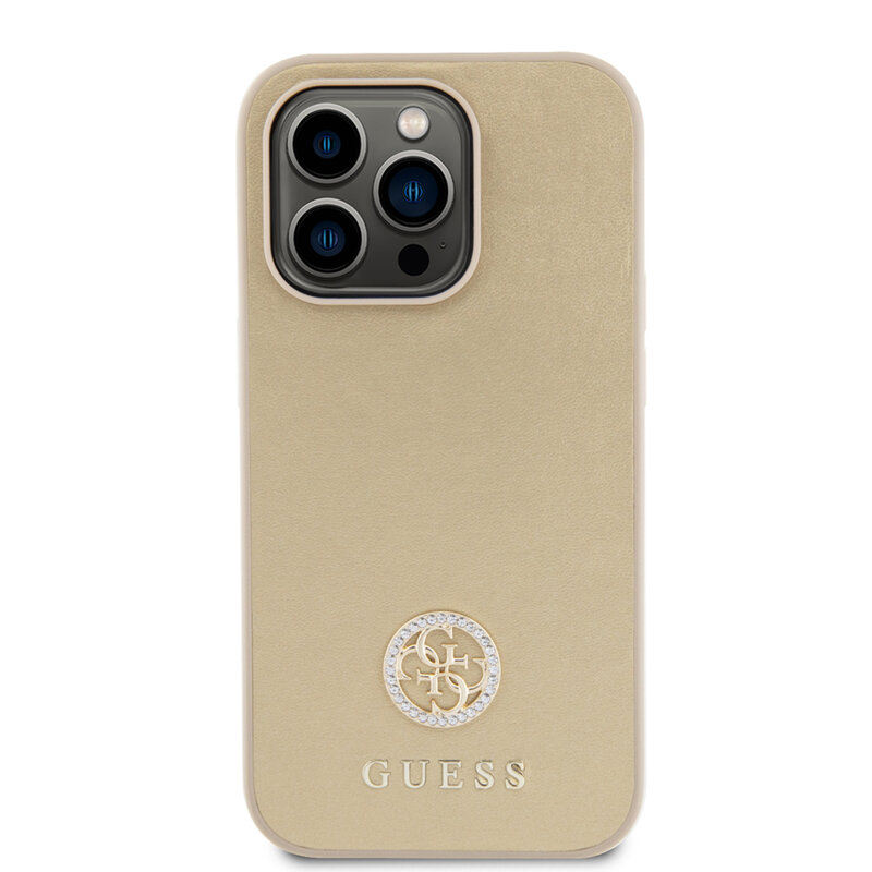 Husa originala Guess iPhone 15 Pro Strass Metal Logo, auriu, GUHCP15LPS4DGPD