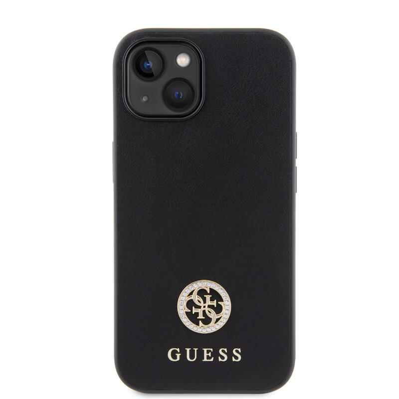 Husa originala Guess iPhone 15 Strass Metal Logo, negru, GUHCP15SPS4DGPK