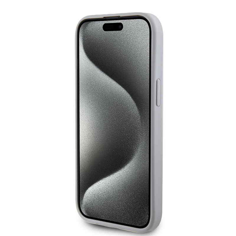 Husa originala Guess iPhone 15 Strass Metal Logo, argintiu, GUHCP15SPS4DGPS