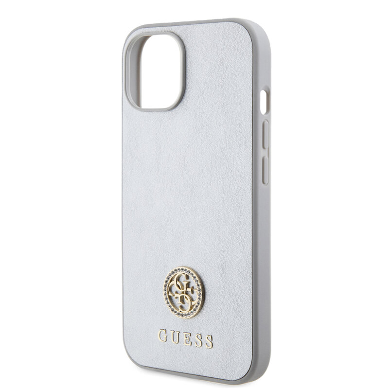 Husa originala Guess iPhone 15 Strass Metal Logo, argintiu, GUHCP15SPS4DGPS