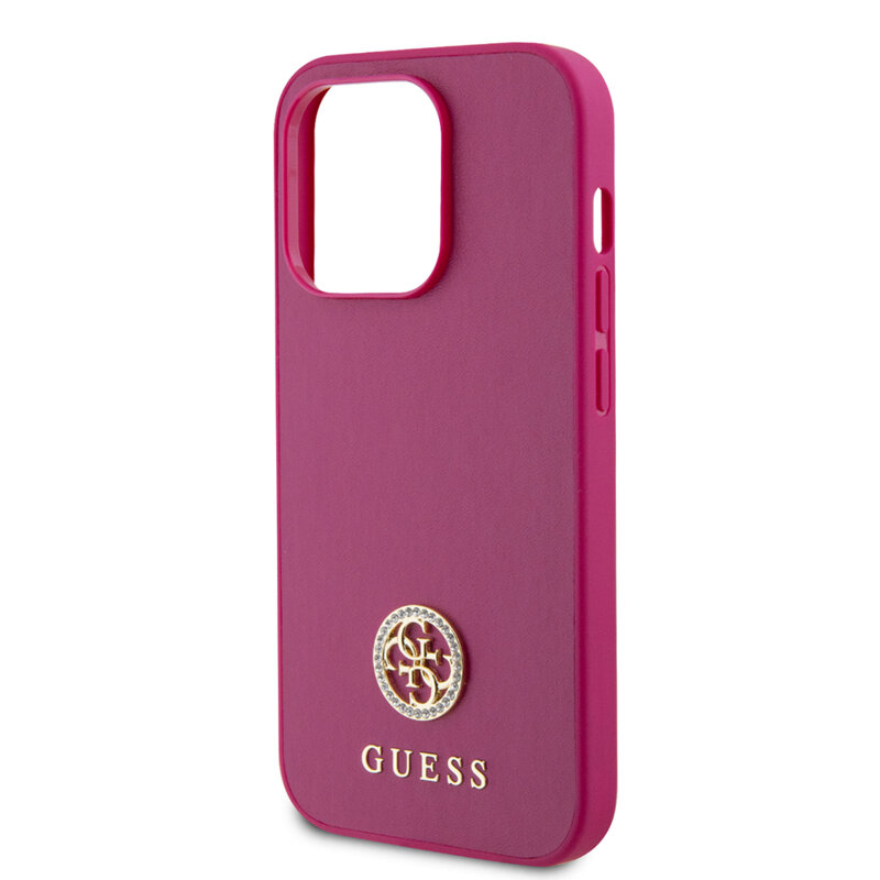 Husa originala Guess iPhone 15 Pro Strass Metal Logo, roz, GUHCP15LPS4DGPP