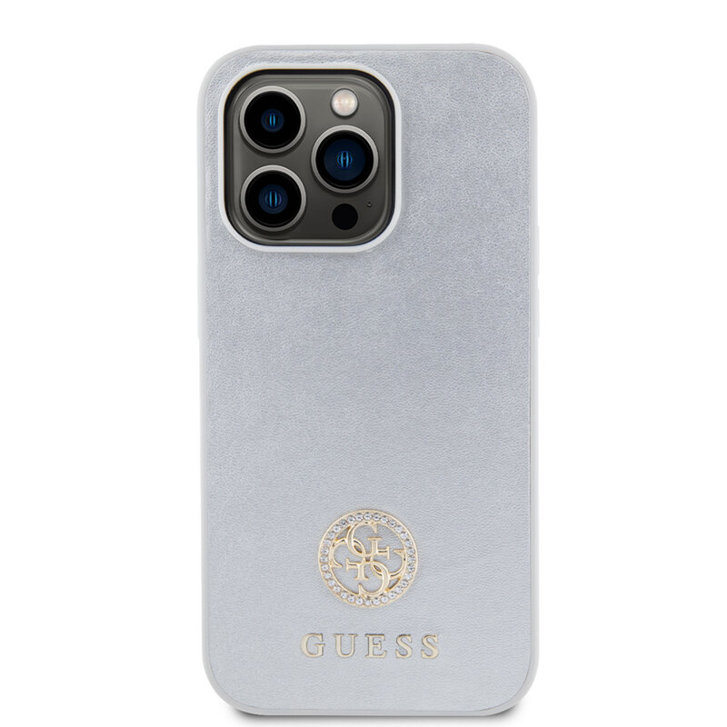 Husa originala Guess iPhone 15 Pro Max Strass Metal Logo, argintiu, GUHCP15XPS4DGPS