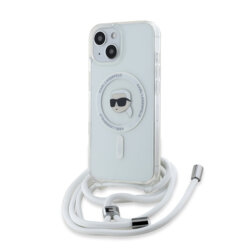 Husa iPhone 15 Karl Lagerfeld IML Crossbody MagSafe, Karl Head, clear, KLHMP15SHCKHNT