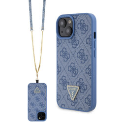Husa Guess Crossbody 4G Metal Logo iPhone 15, albastru, GUHCP15SP4TDSCPB