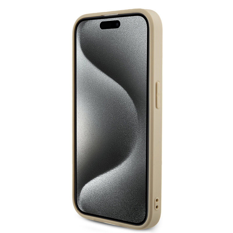 Husa originala Guess iPhone 15 Pro Max Saffiano Iridescent Script, auriu, GUHCP15XPSAIRSD