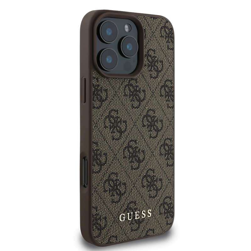 Husa originala Guess iPhone 16 Pro Max Hardcase 4G Classic, maro, GUHCP16XG4GFBR