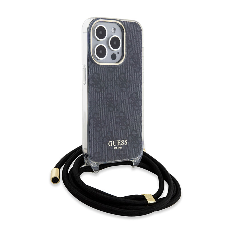 Husa Guess Crossbody Cord 4G Print iPhone 15 Pro, negru, GUHCP15LHC4SEK