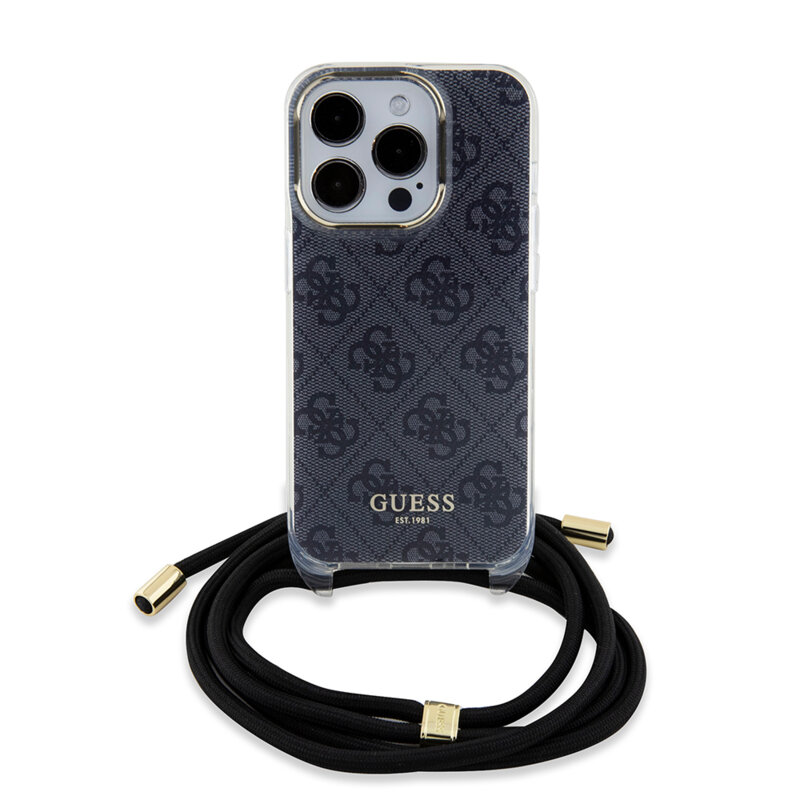 Husa Guess Crossbody Cord 4G Print iPhone 15 Pro, negru, GUHCP15LHC4SEK