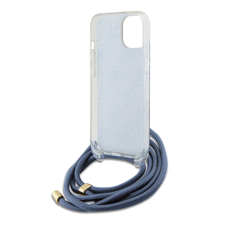 Husa Guess Crossbody Cord 4G Print iPhone 15, albastru, GUHCP15SHC4SEB