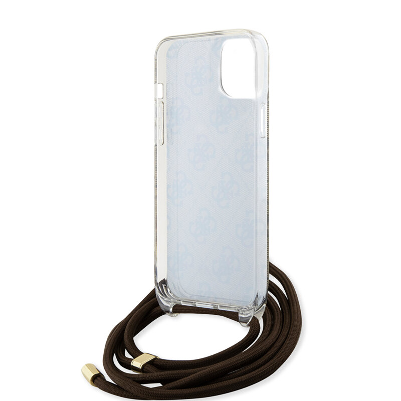 Husa Guess Crossbody Cord 4G Print iPhone 15, maro, GUHCP15SHC4SEW