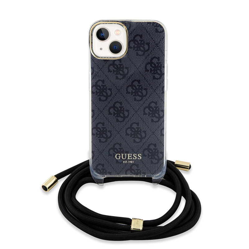 Husa Guess Crossbody Cord 4G Print iPhone 15, negru, GUHCP15SHC4SEK