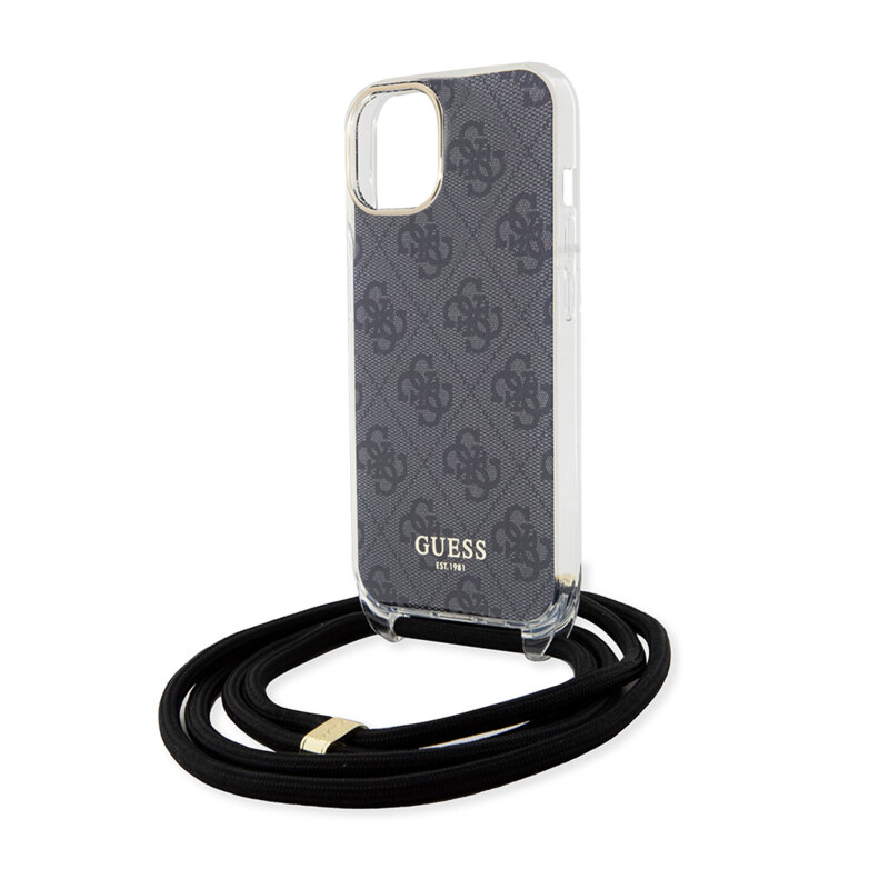 Husa Guess Crossbody Cord 4G Print iPhone 15, negru, GUHCP15SHC4SEK