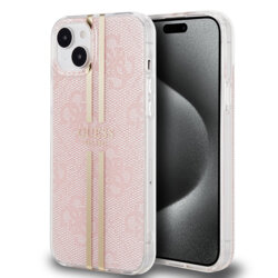 Husa Guess Hardcase IML 4G Gold Stripe iPhone 15 Plus, roz, GUHCP15MH4PSEGP