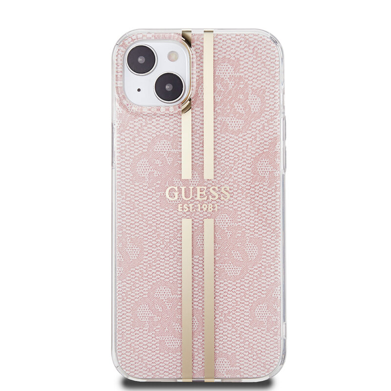 Husa Guess Hardcase IML 4G Gold Stripe iPhone 15 Plus, roz, GUHCP15MH4PSEGP