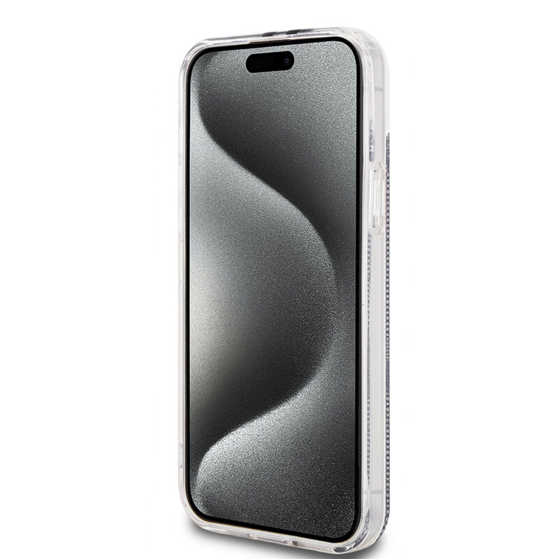 Husa Guess Hardcase IML 4G Gold Stripe iPhone 15 Plus, negru, GUHCP15MH4PSEGK