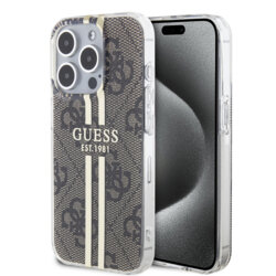Husa Guess Hardcase IML 4G Gold Stripe iPhone 15 Pro, maro, GUHCP15LH4PSEGW
